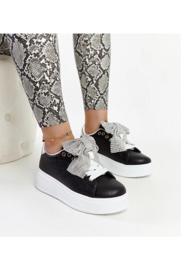 Juodi Sneakers Stiliaus Ant Aukštos platformos Rensje