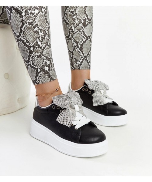 Juodi Sneakers Stiliaus Ant Aukštos platformos Rensje