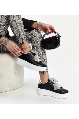 Juodi Sneakers Stiliaus Ant Aukštos platformos Rensje
