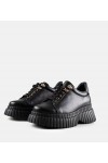 Juodi Odiniai Sneakers Stiliaus Ant Platformos Karino