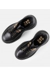 Juodi Odiniai Sneakers Stiliaus Ant Platformos Karino