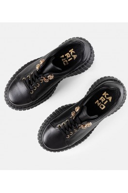 Juodi Odiniai Sneakers Stiliaus Ant Platformos Karino