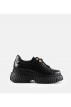 Juodi Odiniai Sneakers Stiliaus Ant Platformos Karino