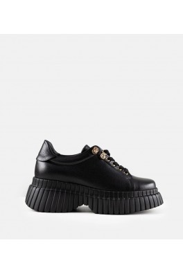 Juodi Odiniai Sneakers Stiliaus Ant Platformos Karino
