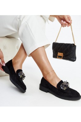 Juodi zomšiniai mokasinai su kristalais iš Zemzem