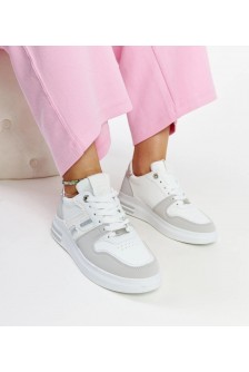 Balti-Pilkos Spalvos Sneakers Stiliaus Ant Platformos Negisti