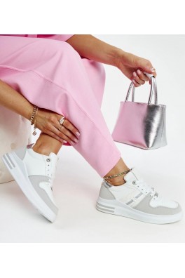 Balti-Pilkos Spalvos Sneakers Stiliaus Ant Platformos Negisti
