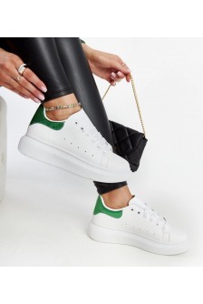 Balti-Žali Sneakers Stiliaus eko-Odiniai Fatimah