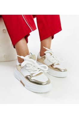 Balti-Auksiniai Sneakers Stiliaus Ant Aukštos platformos Farkas