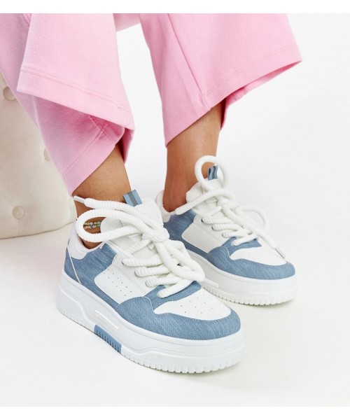 Balti-Mėlyni Sneakers Stiliaus Ant Platformos Szekeres Balti-Mėlyni Sneakers Stiliaus Ant Platformos Szekeres