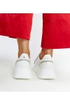 Balti Odiniai Sneakers Stiliaus Su Kūbiniais Cirkoniais Karino Balti Odiniai Sneakers Stiliaus Su Kūbiniais Cirkoniais Karino
