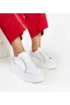 Balti Odiniai Sneakers Stiliaus Su Kūbiniais Cirkoniais Karino Balti Odiniai Sneakers Stiliaus Su Kūbiniais Cirkoniais Karino