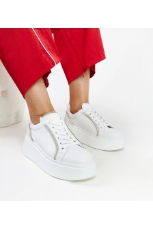 Balti Odiniai Sneakers Stiliaus Su Kūbiniais Cirkoniais Karino