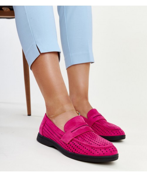 Tamsiai rožinės spalvos zomšiniai mokasinai Vinceza