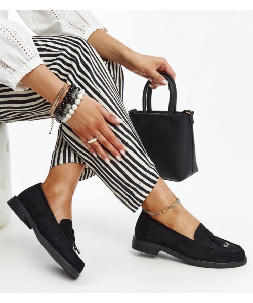 Juodi zomšiniai mokasinai Vinceza