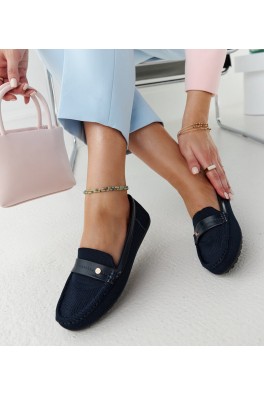 "Fombio" tamsiai mėlyni medžiaginiai mokasinai