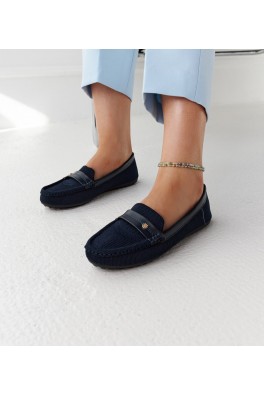 "Fombio" tamsiai mėlyni medžiaginiai mokasinai