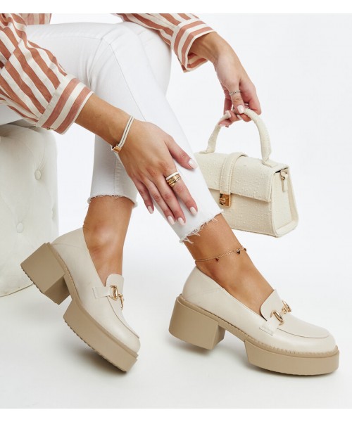 Smėlio spalvos eko odos pusbačiai su kulnu iš Vinceza