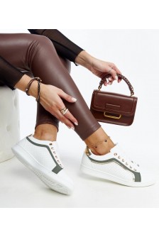 Balti-Žali Sneakers Stiliaus Ant Platformos Amala