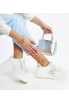 Baltos ir sidabrinės spalvos sportbačiai storesniu padu "Finestra
