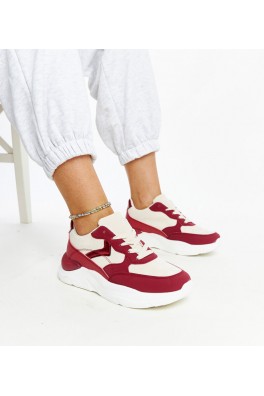 Smėlio ir raudonos spalvos platforminiai sportbačiai Nereida