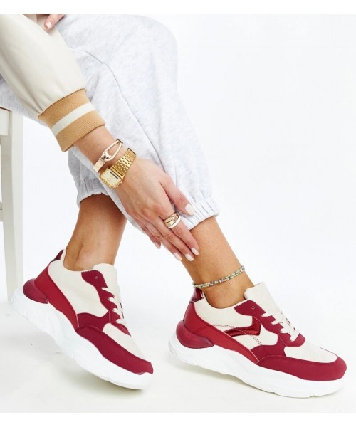 Smėlio Spalvos-Raudonos Spalvos Sneakers Stiliaus Ant Platformos Nereida