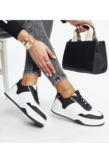 Balti-Juodi Sneakers Stiliaus Ant Storesnio Pado Rumai