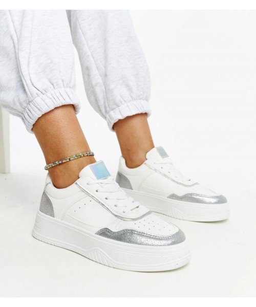 Balti-Sidabro spalvos Sneakers Stiliaus Ant Storesnio Pado Rumai