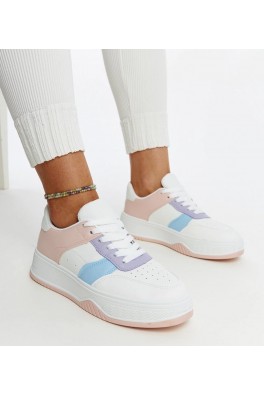 Balti-Rožinės Spalvos Sneakers Stiliaus Ant Storesnio Pado Rafida