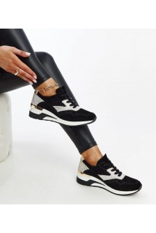 Juodi Odiniai Sneakers Stiliaus Ant Storo Pado Manfrin