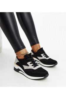 Juodi Odiniai Sneakers Stiliaus Ant Storo Pado Manfrin