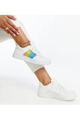 Balti Sneakers Stiliaus Su Spalvomis Ant Platformos Asmarina