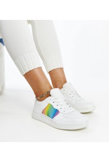 Balti Sneakers Stiliaus Su Spalvomis Ant Platformos Asmarina