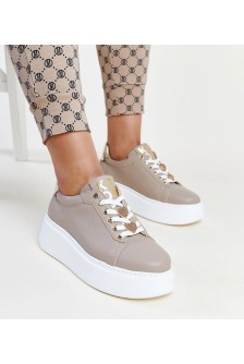 Tamsaus Smėlio Spalvos Odiniai Sneakers Stiliaus Karino