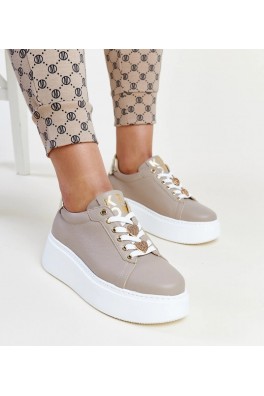 Tamsaus Smėlio Spalvos Odiniai Sneakers Stiliaus Karino