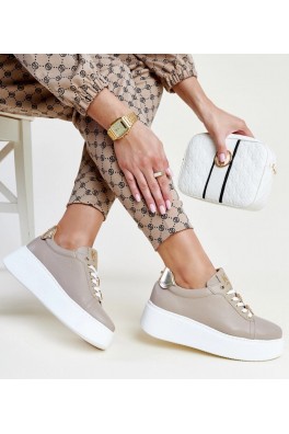 Tamsaus Smėlio Spalvos Odiniai Sneakers Stiliaus Karino