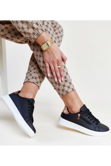 Juodi Sneakers Stiliaus Su Užtrauktukais Ant boku Shanna