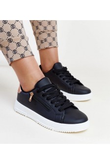 Juodi Sneakers Stiliaus Su Užtrauktukais Ant boku Shanna