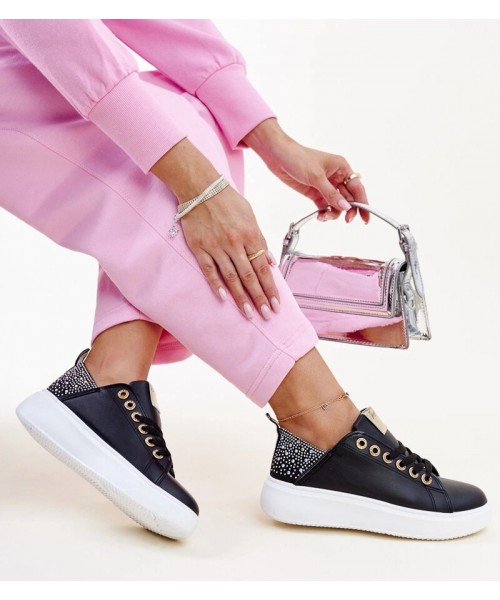 Juodi Sneakers Stiliaus Su Kūbiniais Cirkoniais Antonietta Juodi Sneakers Stiliaus Su Kūbiniais Cirkoniais Antonietta