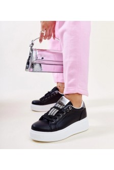 Juodi-Sidabro spalvos Sneakers Stiliaus Su Kūbiniais Cirkoniais Maurizia
