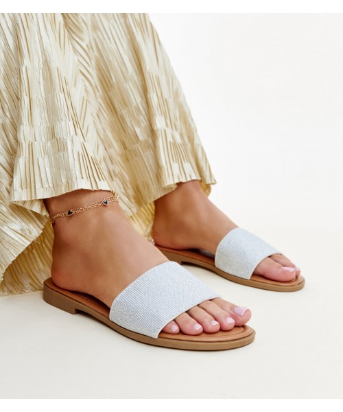 Anilsa sidabrinės blizgios šlepetės