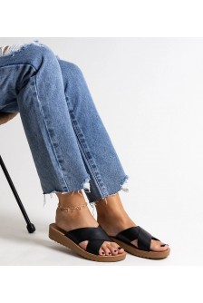 Juodos Spalvos Šlepetės su Pleištiniais kulniukais Su ecko skóry Burtuka