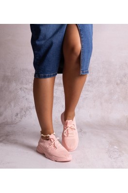 Rožinės Spalvos Medžiaginiai Sneakers Stiliaus Madi