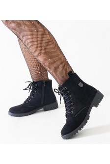 Juodi "Madana" ekologiškos zomšos platforminiai bagger batai