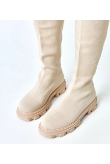 "Athira" ilgi smėlio spalvos platforminiai medžiaginiai batai