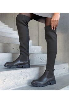 Žalios spalvos ilgaauliai batai su elastinga Juanra viršutine dalimi