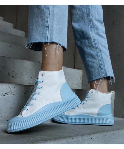 "Terri" mėlynos ir baltos spalvų platforminiai bateliai