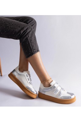 Sidabriniai Sneakers Stiliaus užsegimas Ant Lipnių užsegimų Mena