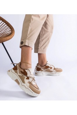Rudos Spalvos Sneakers Stiliaus papuošti cyrkoniowym sznurkiem Valdeza