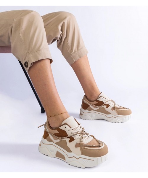 Rudos Spalvos Sneakers Stiliaus papuošti cyrkoniowym sznurkiem Valdeza Rudos Spalvos Sneakers Stiliaus papuošti cyrkoniowym sznurkiem Valdeza